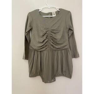 Kate Quinn Bamboo 2T Toddler Girl Romper One Piece Sage Green Gray EUC